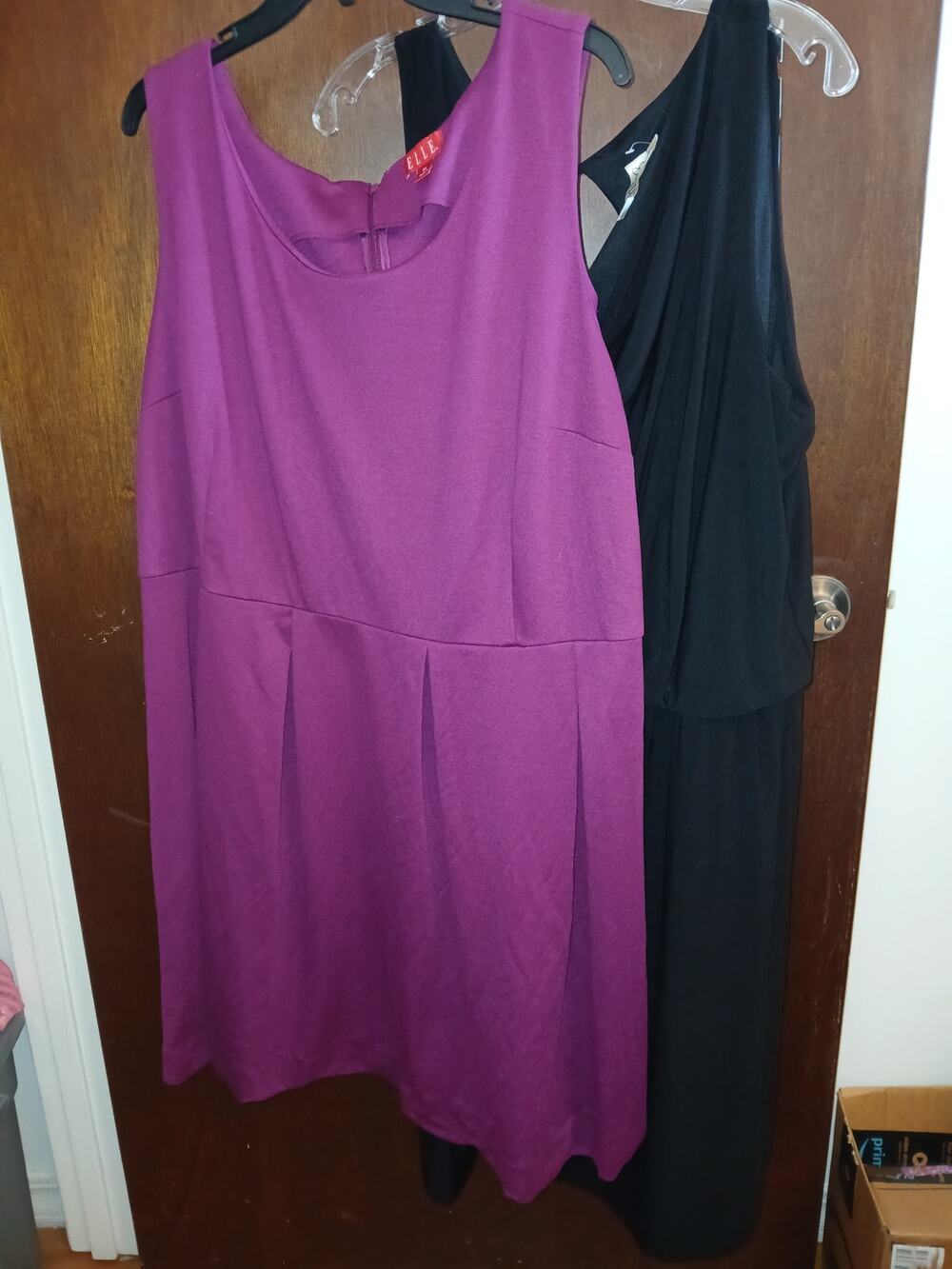 Lot of 2 3X Summer Sleeveless Dresses Elle Raspberry Black Emma & Michelle Tank